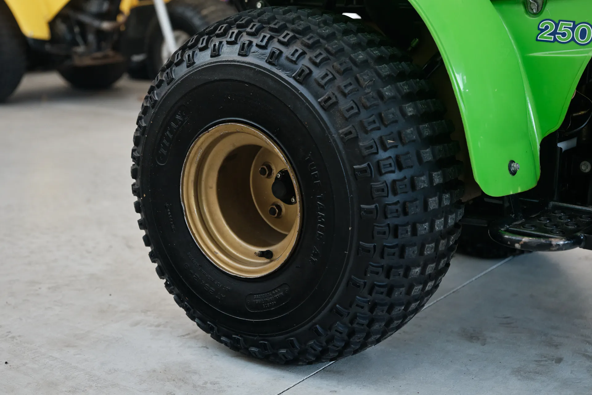 1985 Kawasaki KLT 250 right rear tire front 3/4