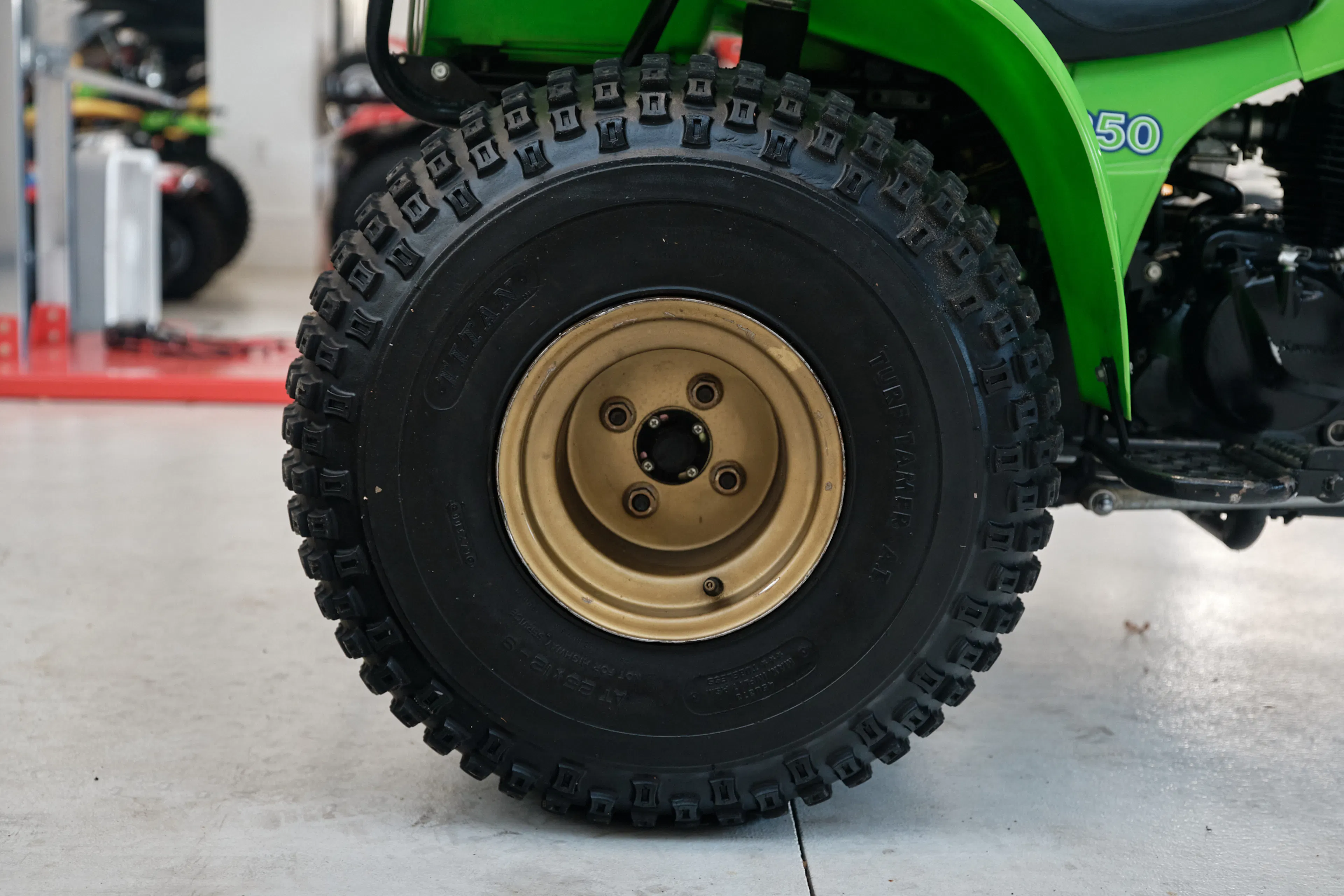 1985 Kawasaki KLT 250 right rear tire side