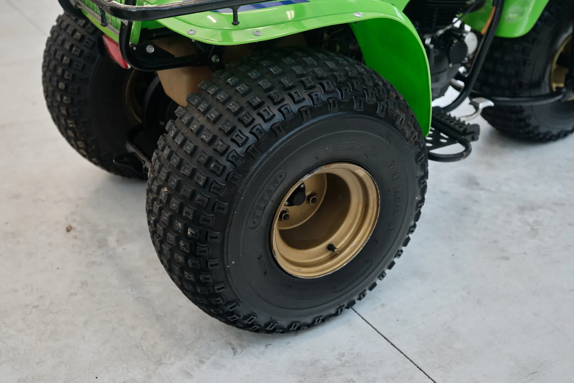 1985 Kawasaki KLT 250 right rear tire high 3/4