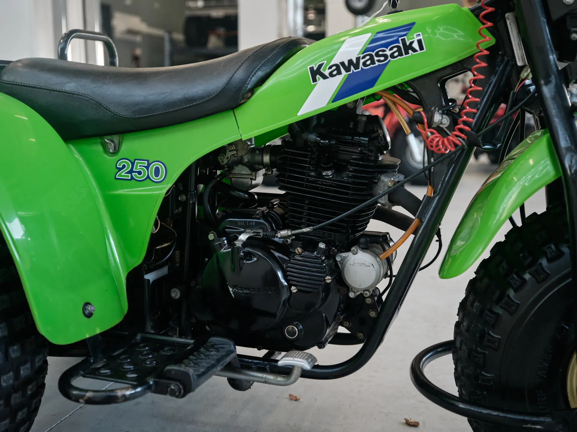 1985 Kawasaki KLT 250 right side engine
