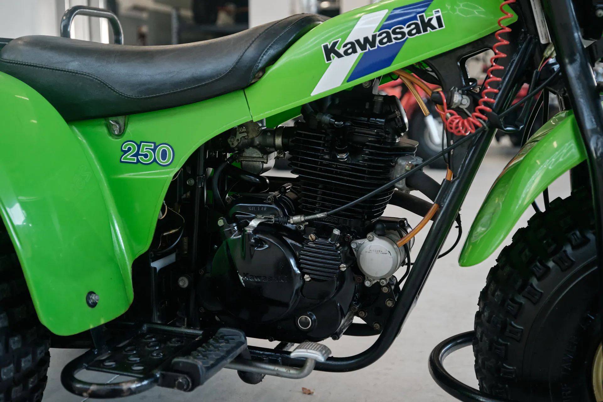 1985 Kawasaki KLT 250 right side engine