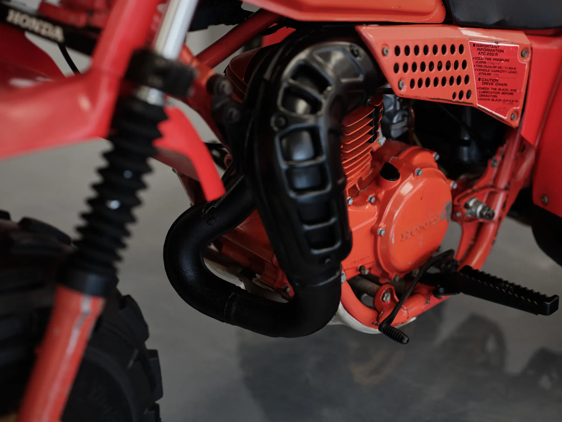 1982 Honda ATC 250R expansion chamber detail