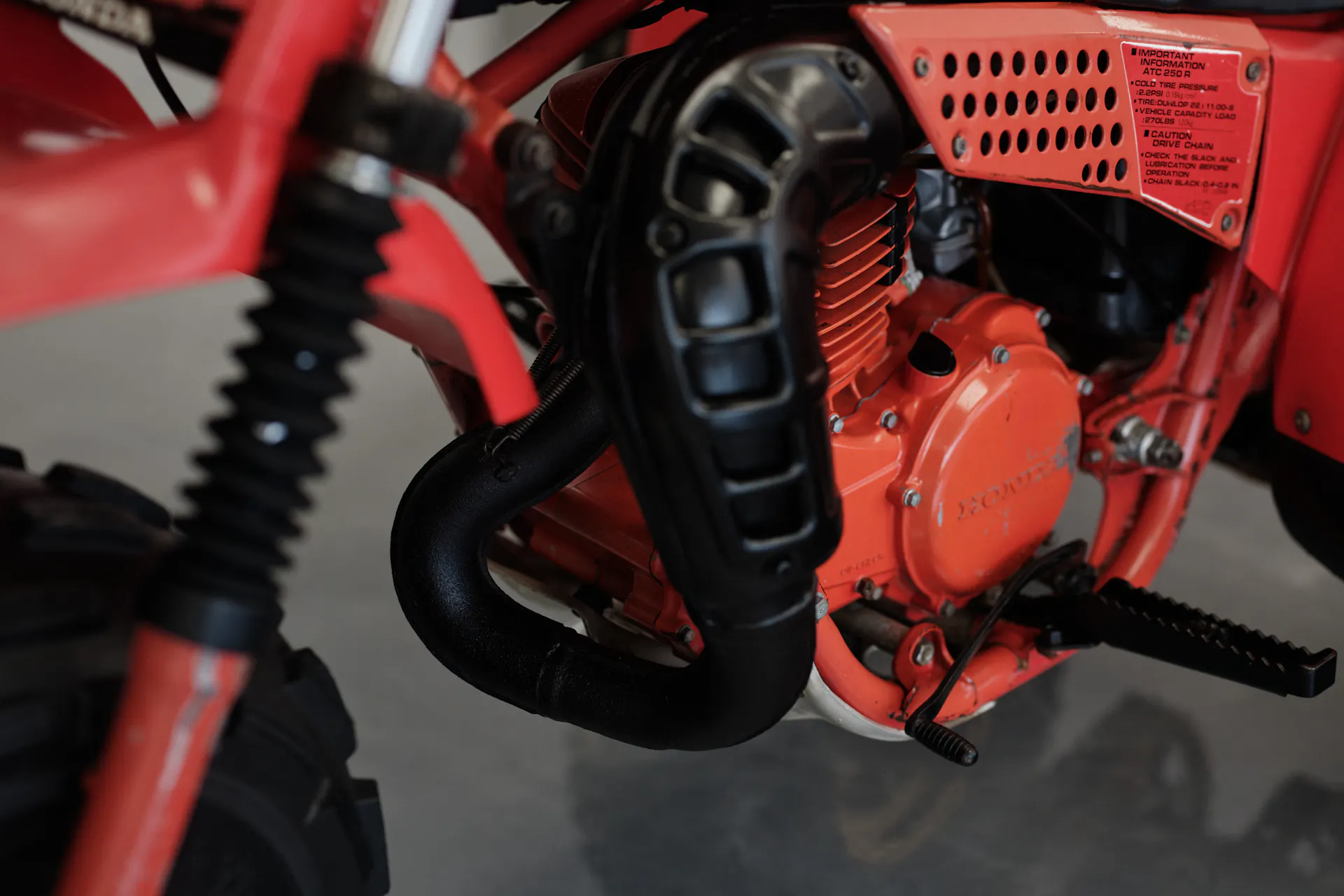 1982 Honda ATC 250R expansion chamber detail