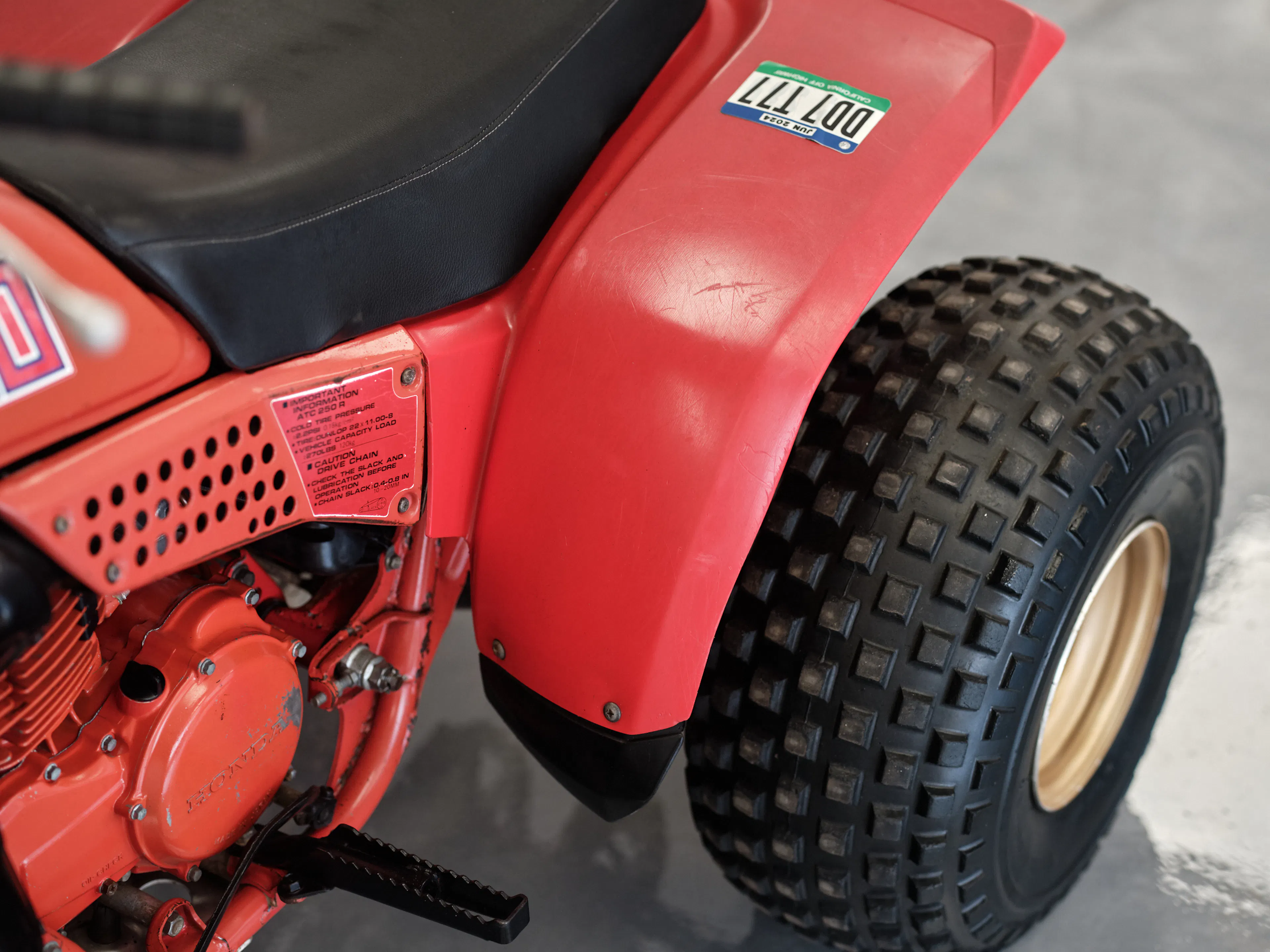 1982 Honda ATC 250R right rear tire high