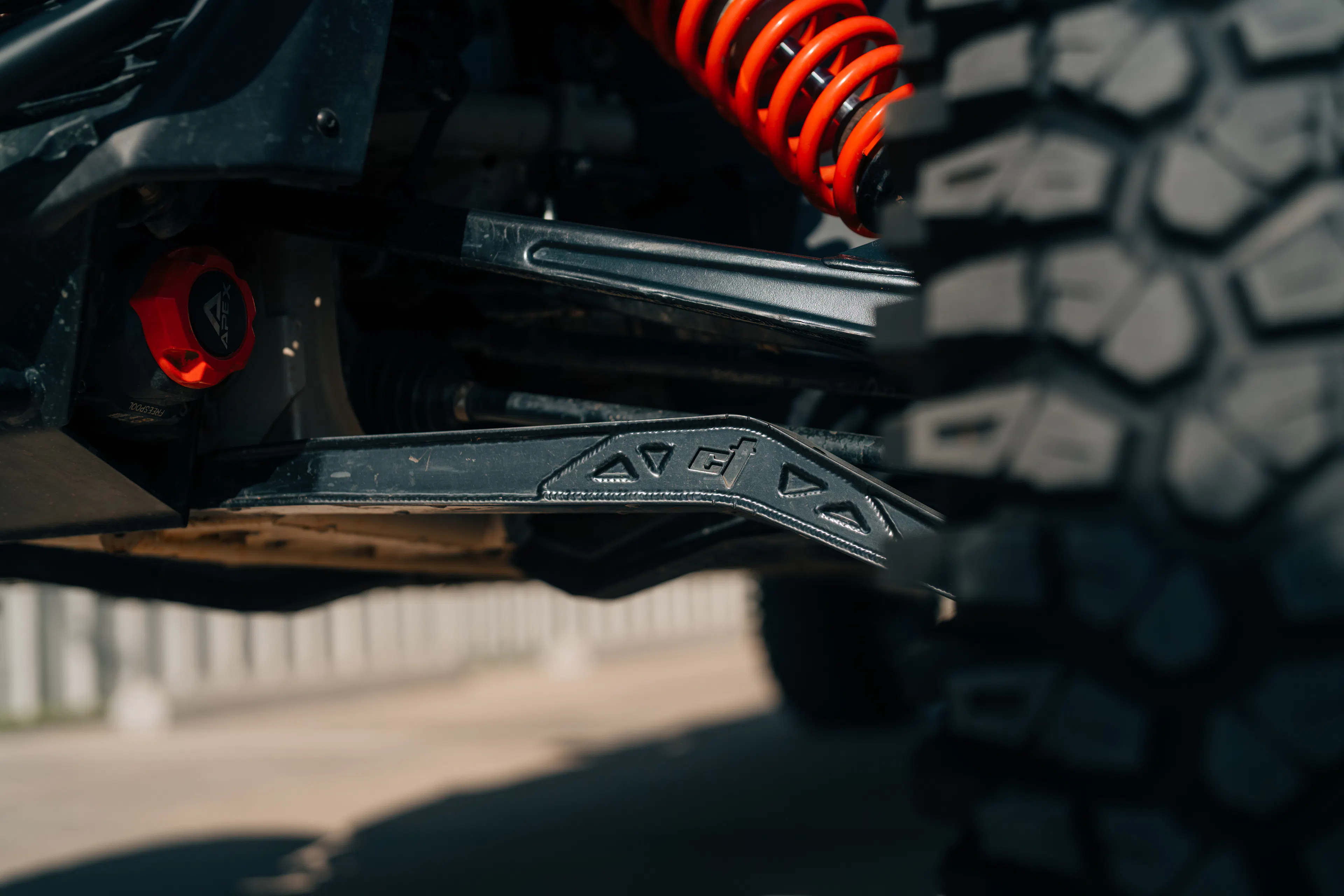 2023 Can-Am Maverick X3 Max X RS Turbo RR front driver suspension detail