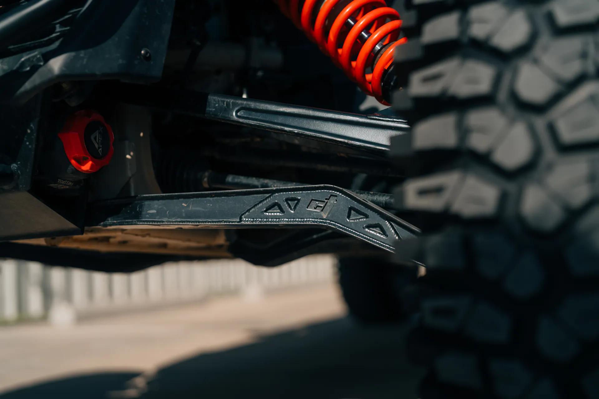 2023 Can-Am Maverick X3 Max X RS Turbo RR front driver suspension detail