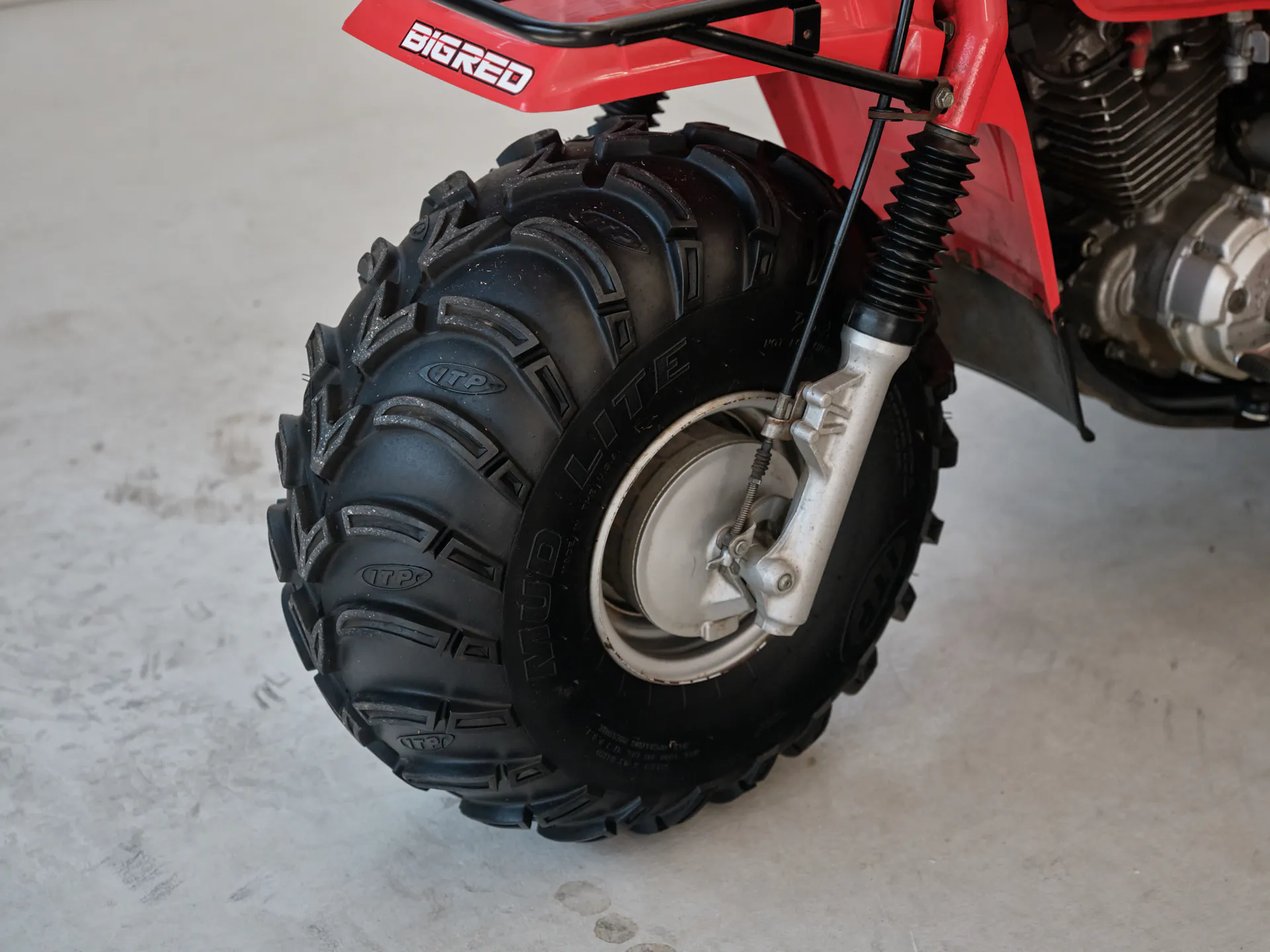 1986 Honda ATC 250ES Big Red front wheel 3/4 
