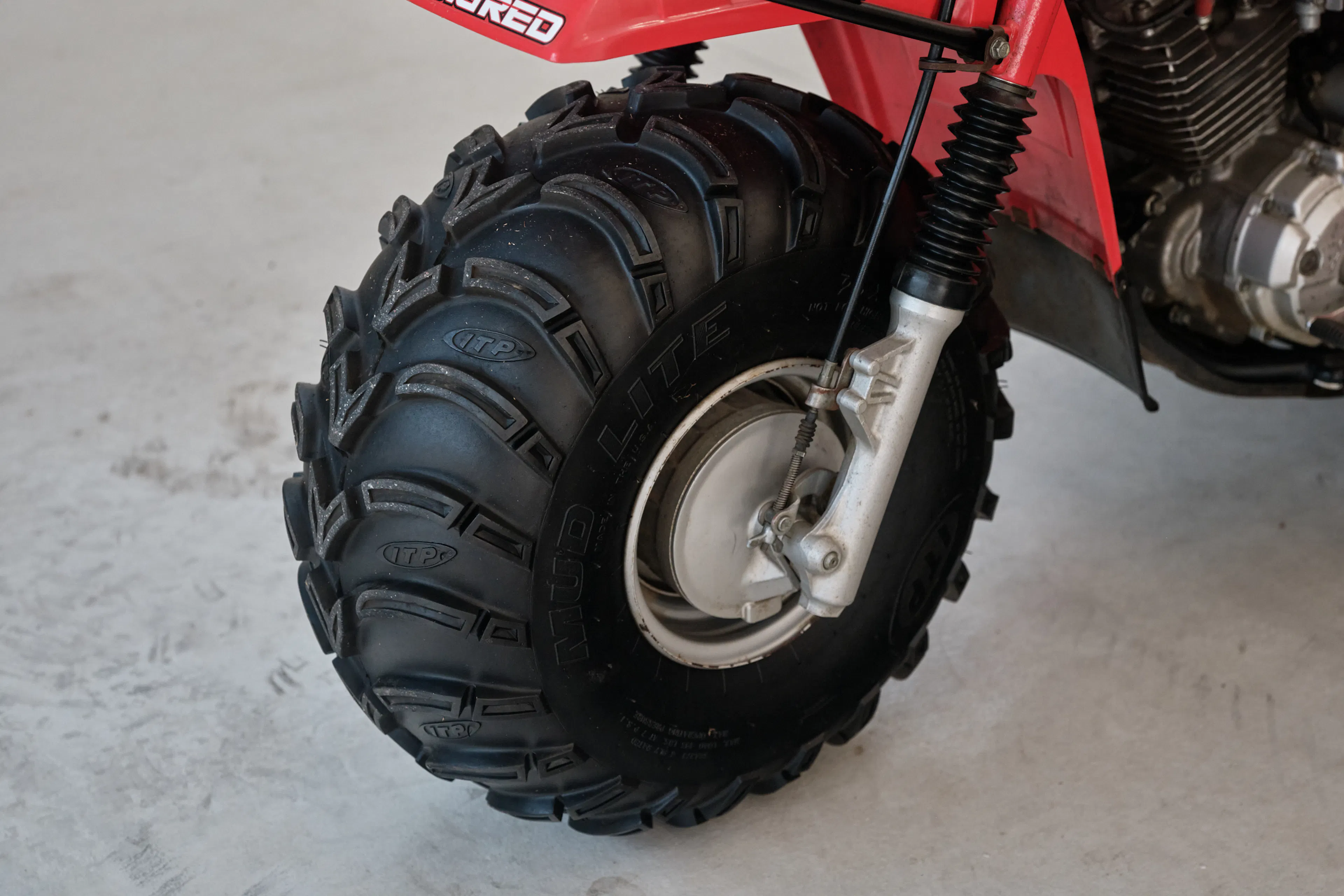 1986 Honda ATC 250ES Big Red front wheel 3/4