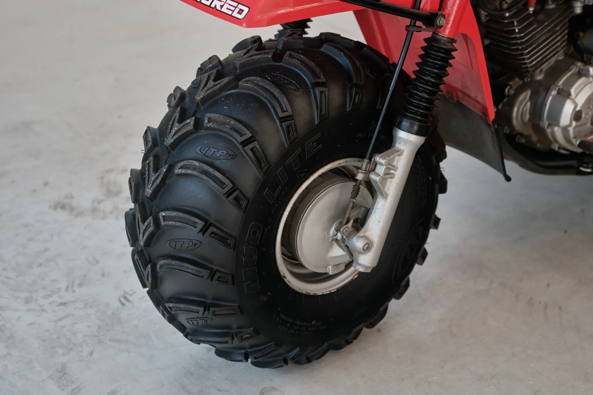 1986 Honda ATC 250ES Big Red front wheel 3/4