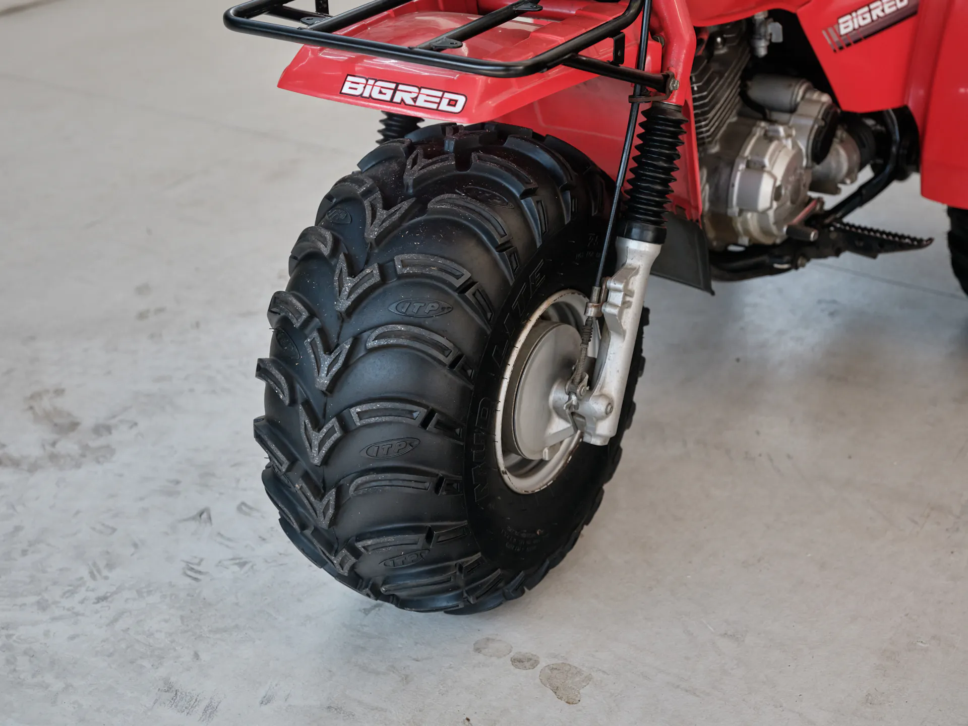 1986 Honda ATC 250ES Big Red front wheel 3/4 steep