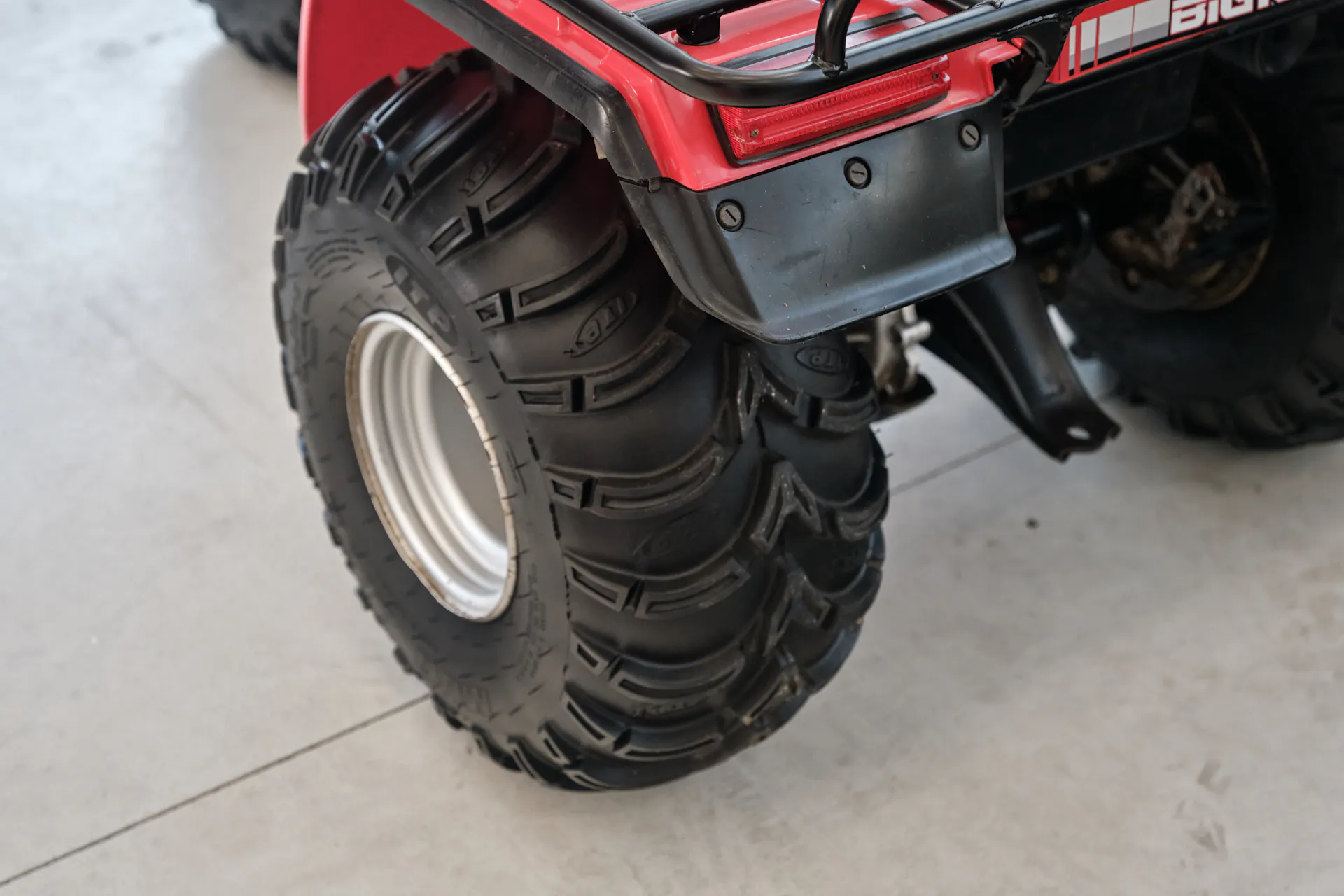 1986 Honda ATC 250ES Big Red left rear tire 3/4