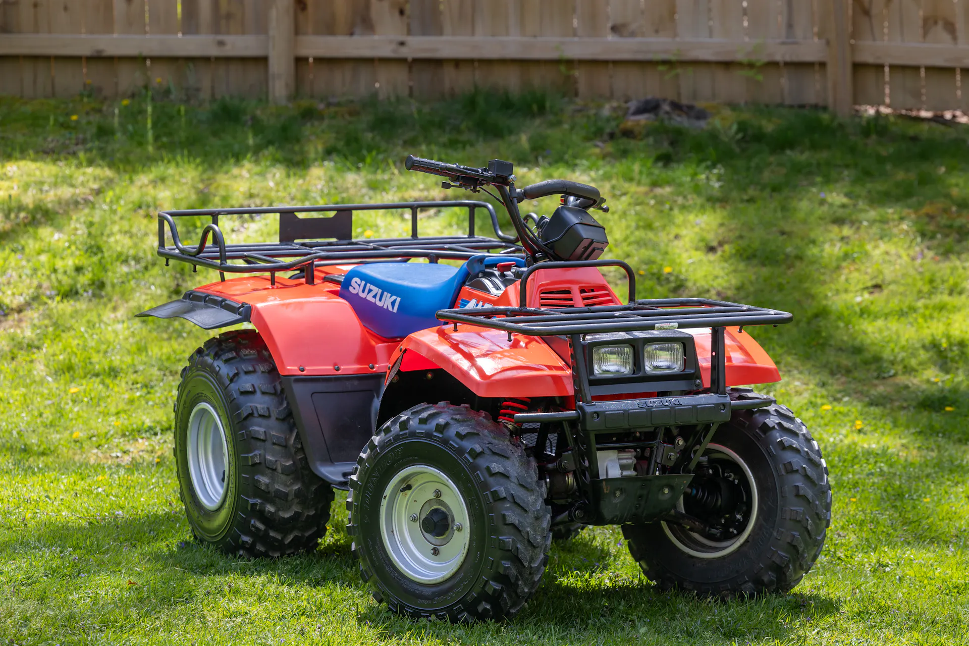 1987 Suzuki QuadRunner 250 4WD front 3/4 passenger