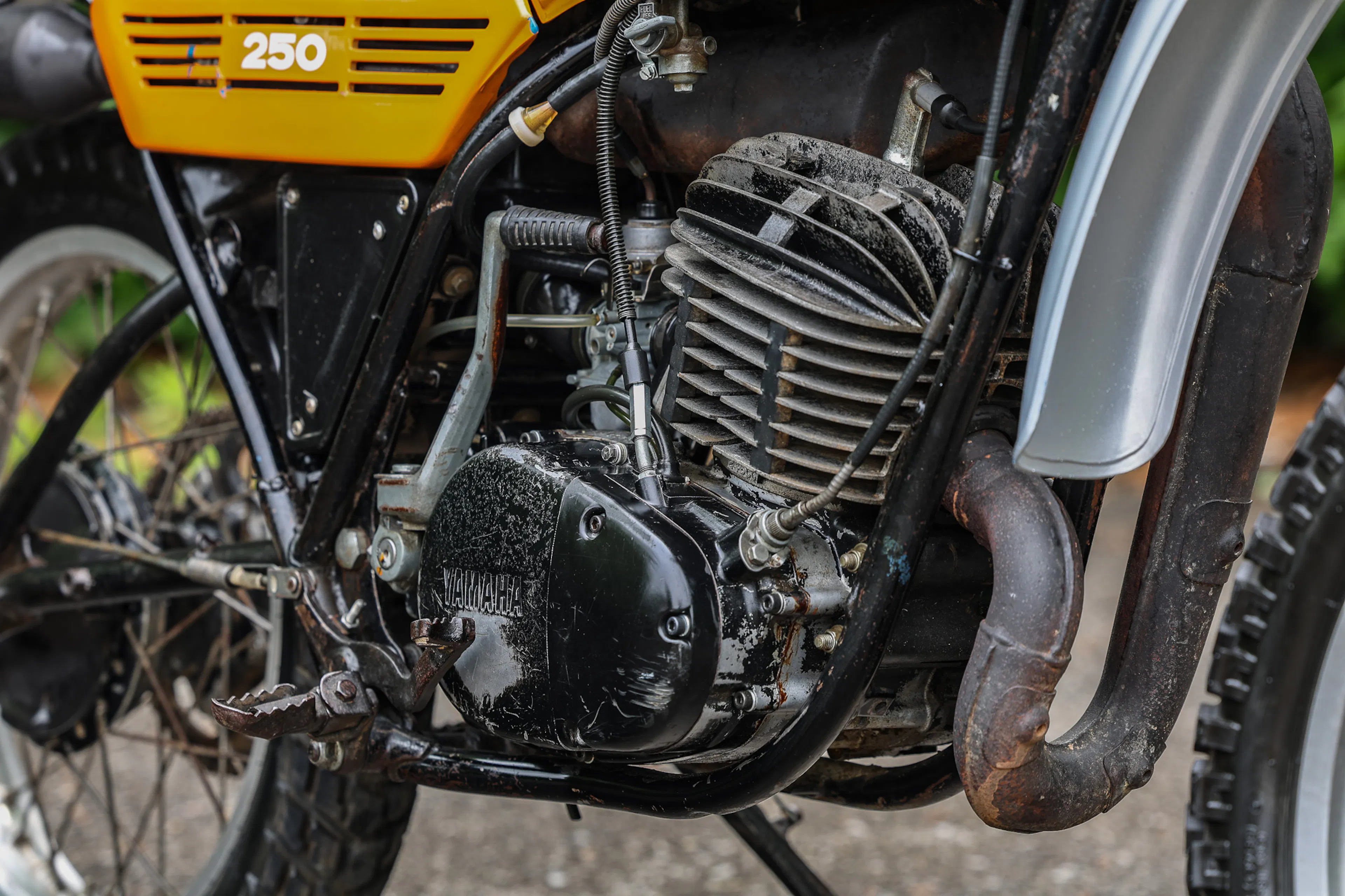 1977 Yamaha DT250 right side engine