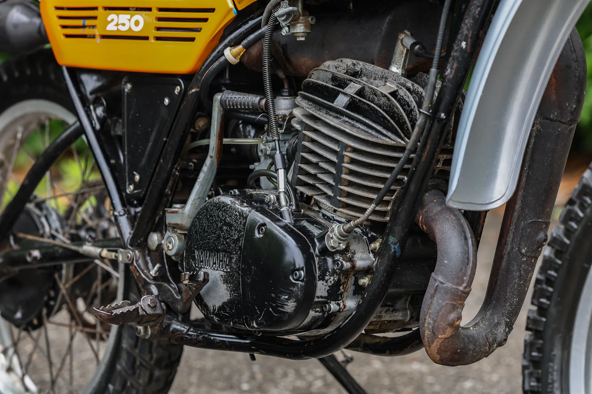 1977 Yamaha DT250 right side engine