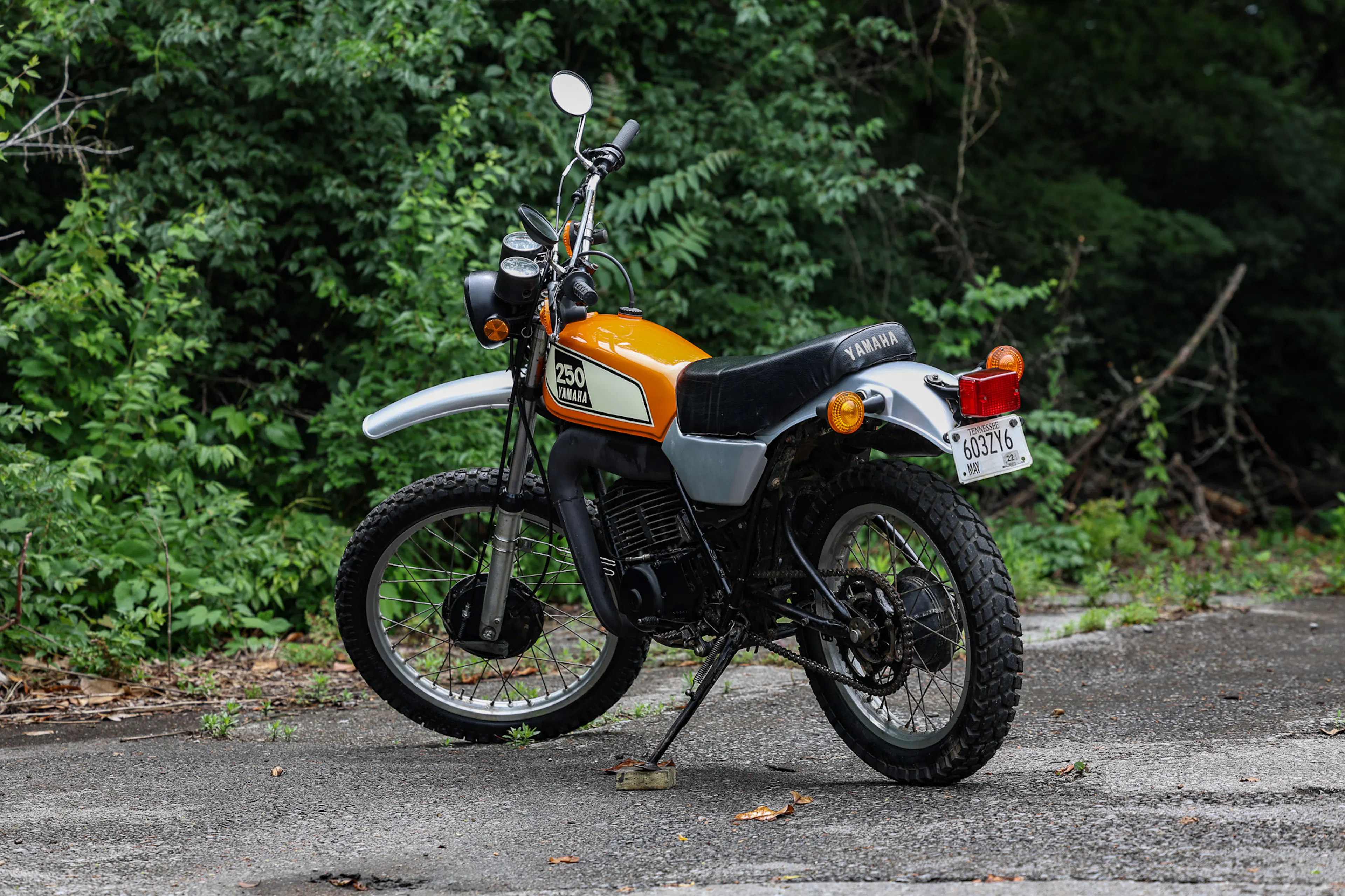 1977 Yamaha DT250 left rear 3/4