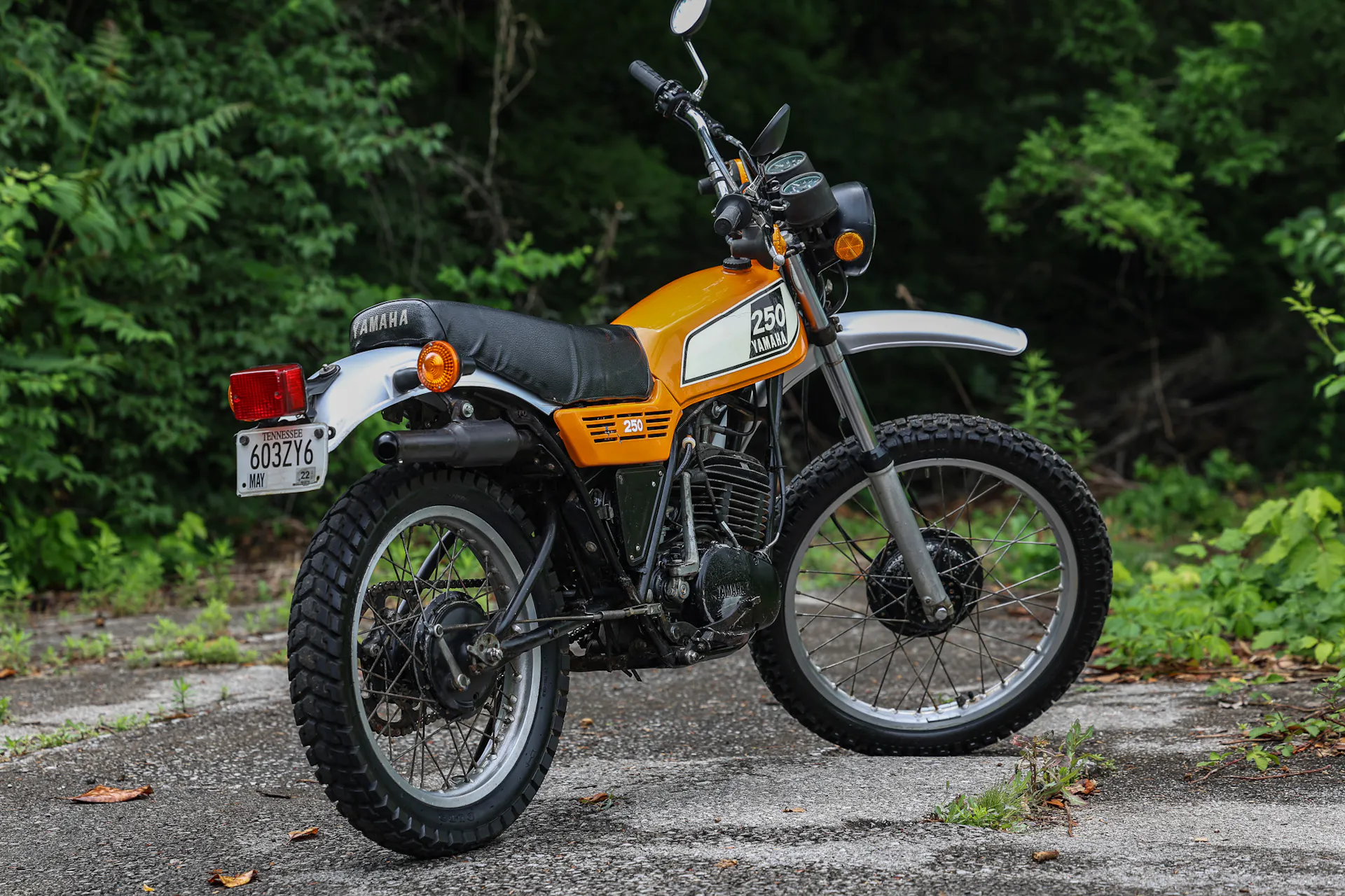 1977 Yamaha DT250 right side rear 3/4