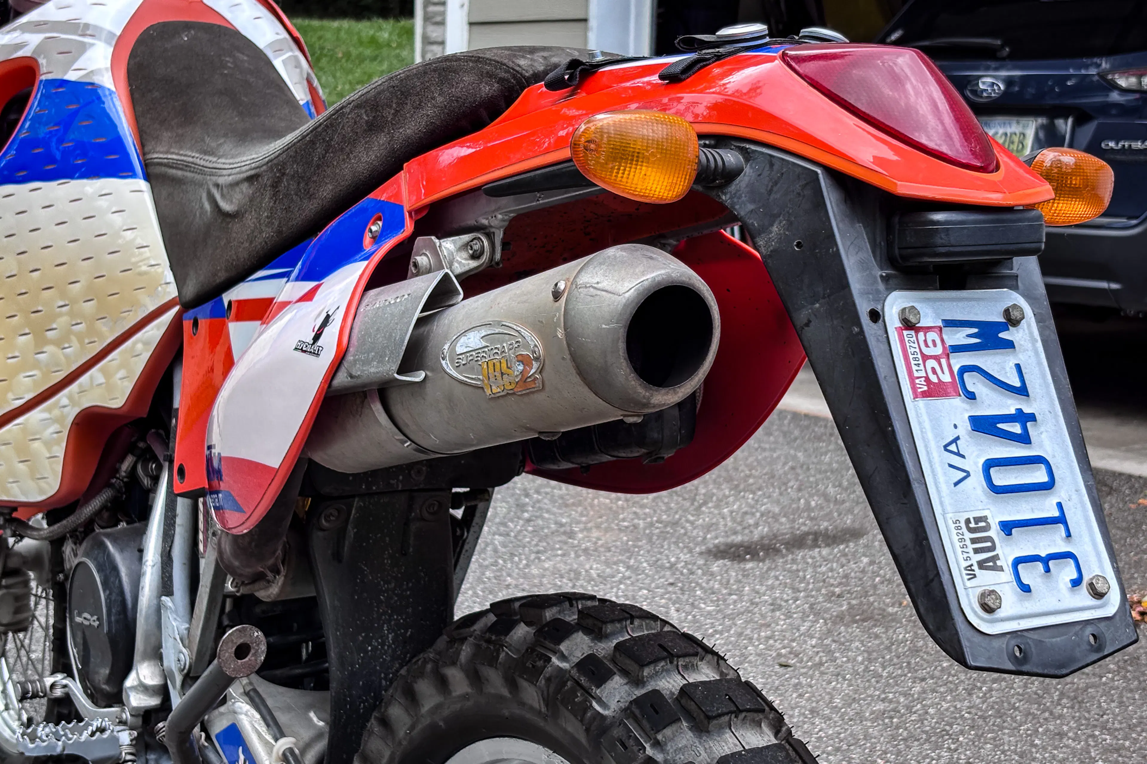 2001 KTM 640 Adventure left rear signal/exhaust