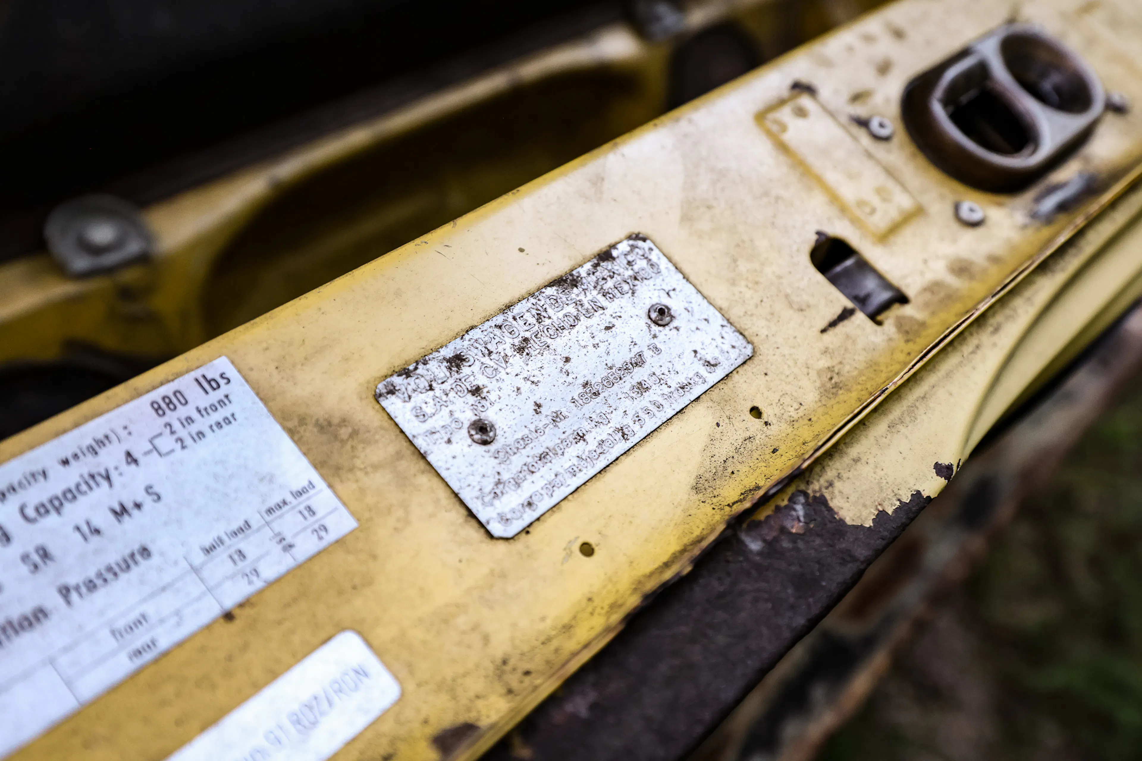 1973 Volkswagen Thing under hood tags 2