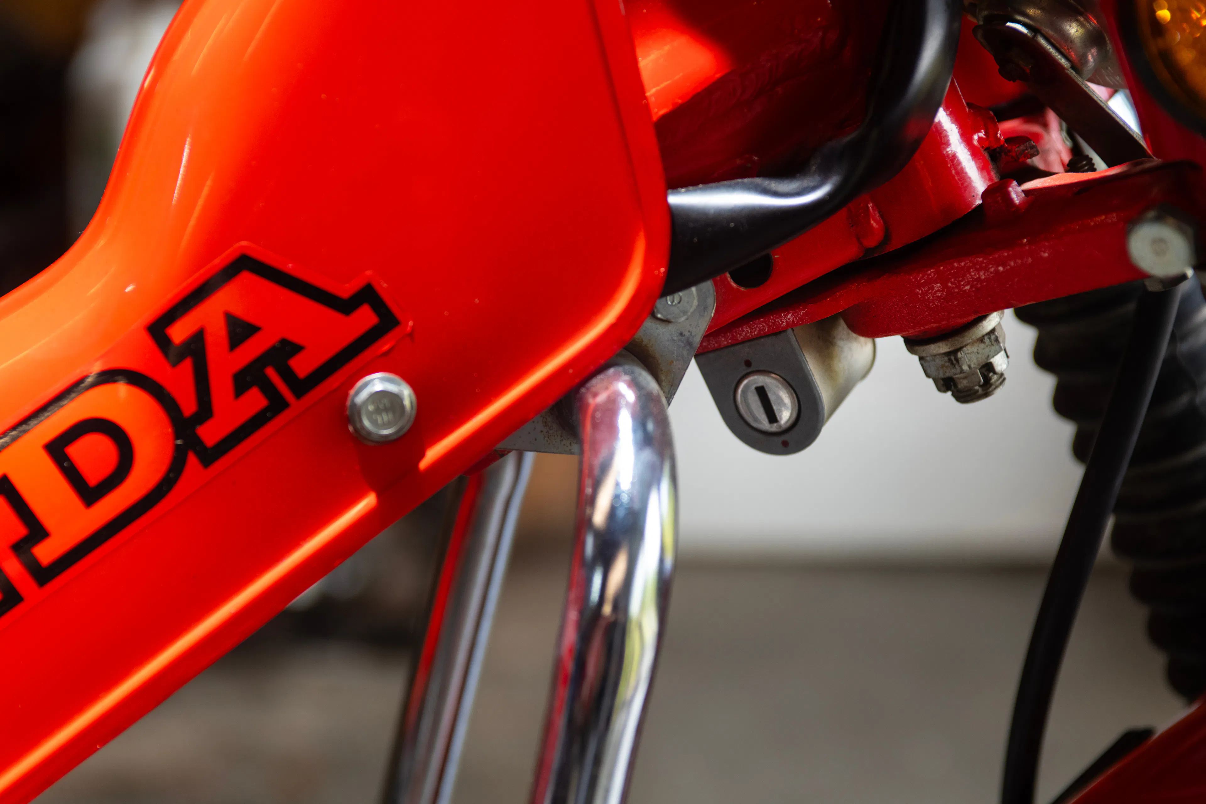 1981 Honda Trail 110 steering lock detail