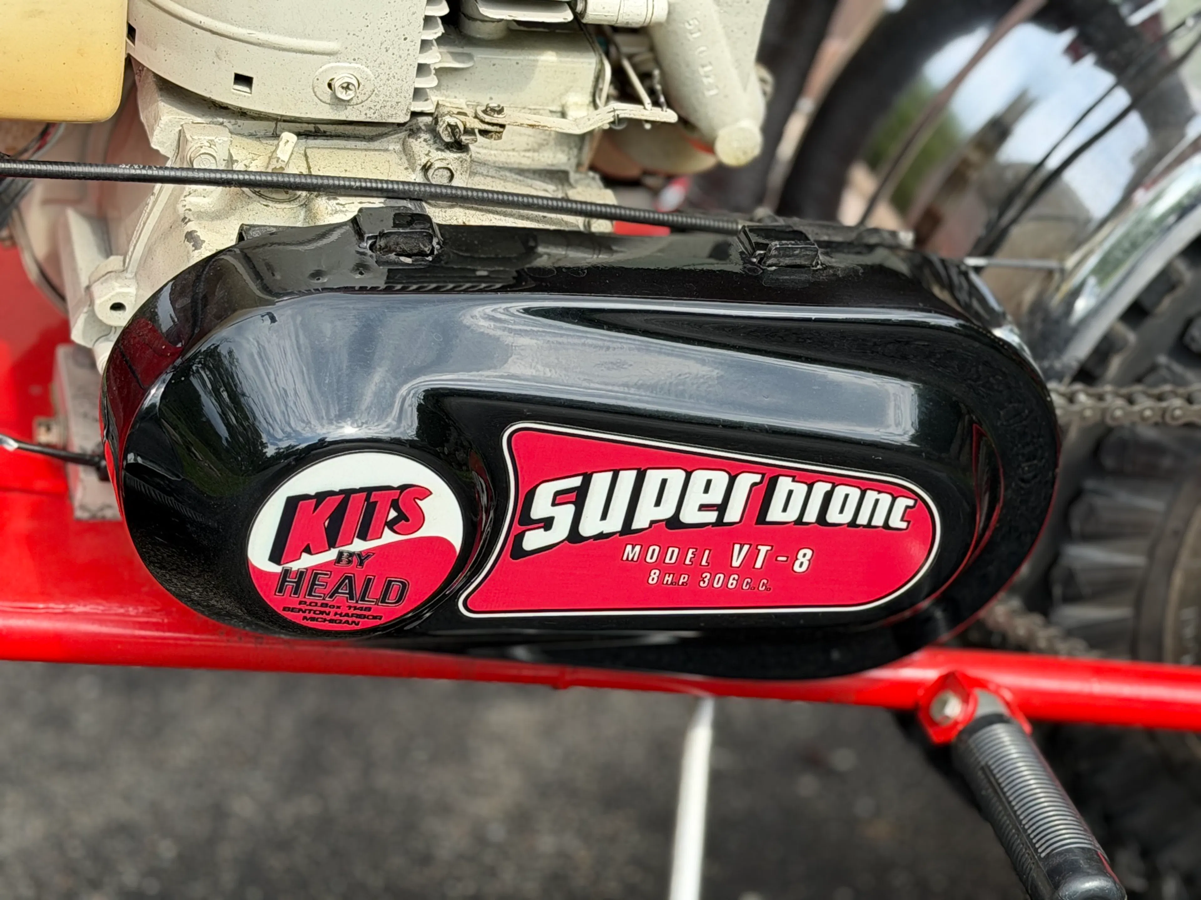 1974 Heald VT-8 Super Trail Bronc engine decal