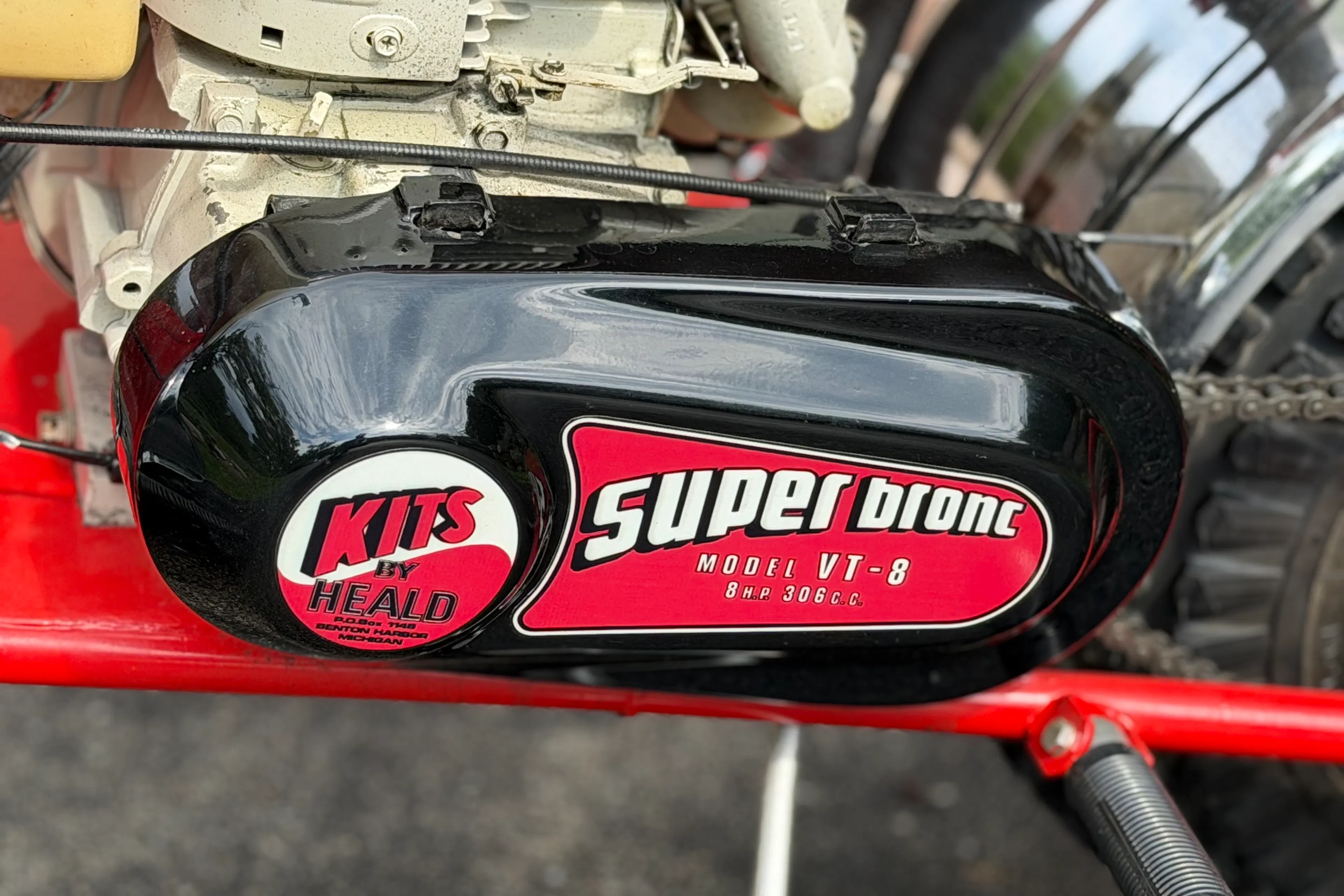 1974 Heald VT-8 Super Trail Bronc engine decal