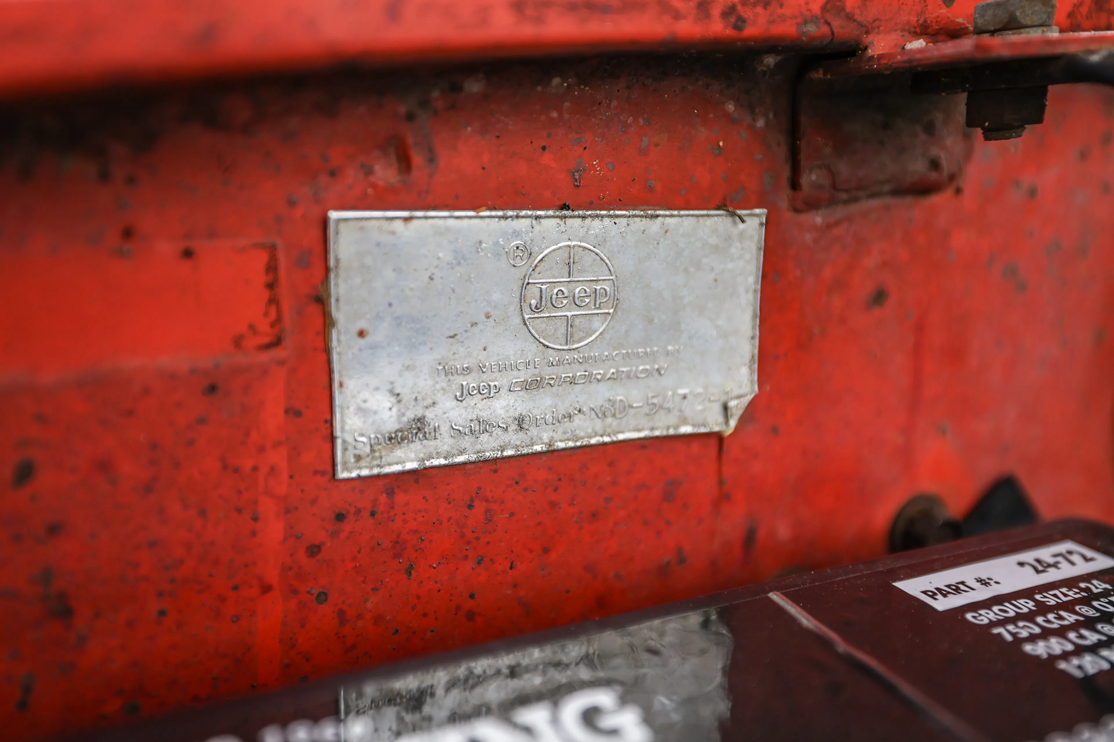 1973 Jeep CJ-5 Renegade firewall badge