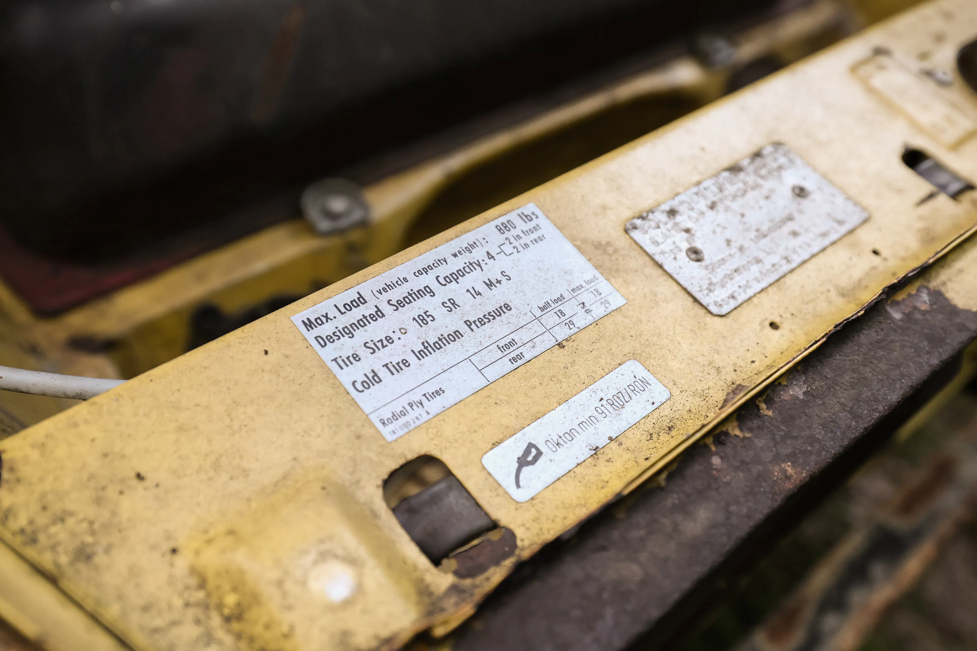 1973 Volkswagen Thing under hood tags