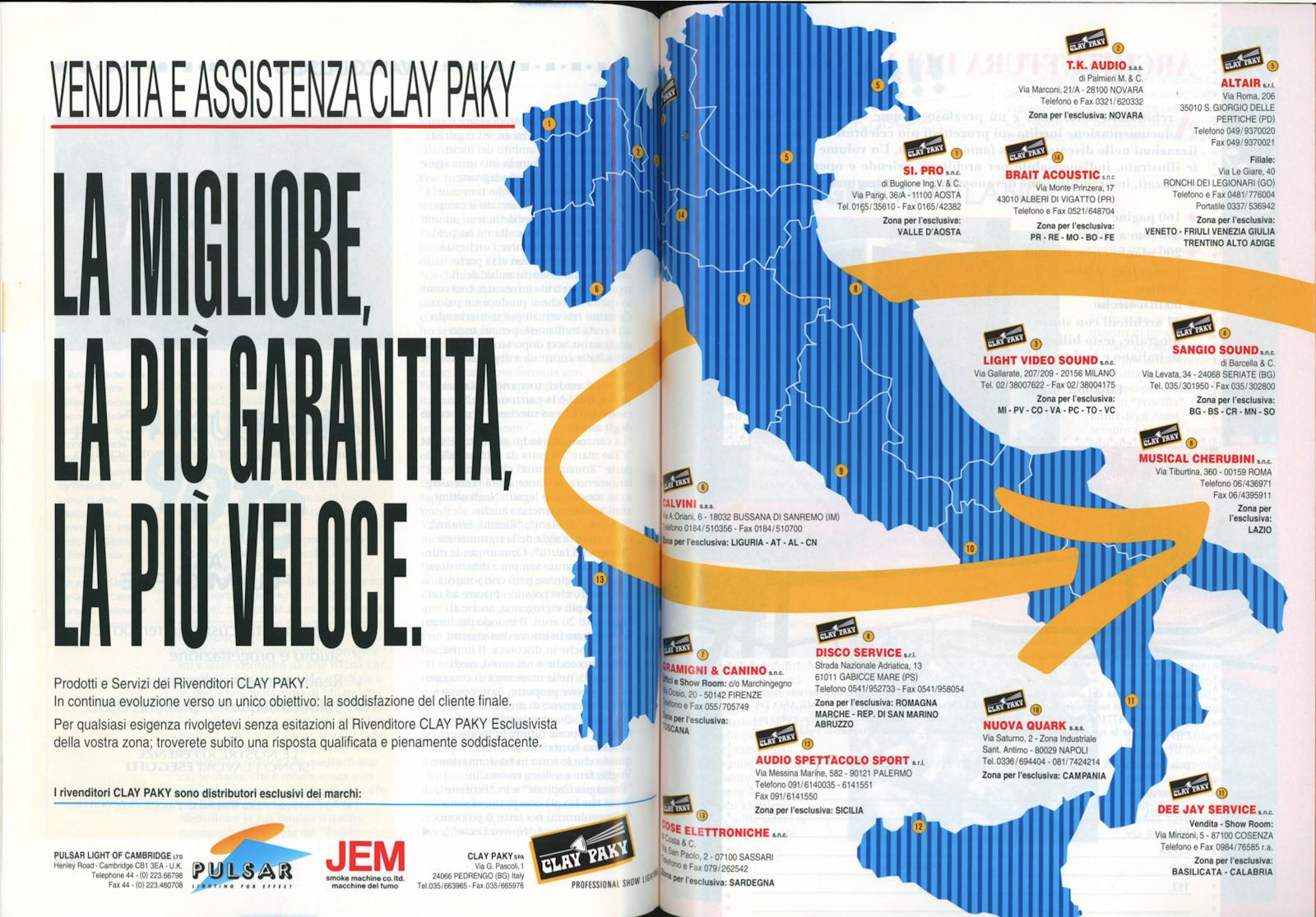 Pubblicità Clay Paky: Vendita e assistenza Clay Paky