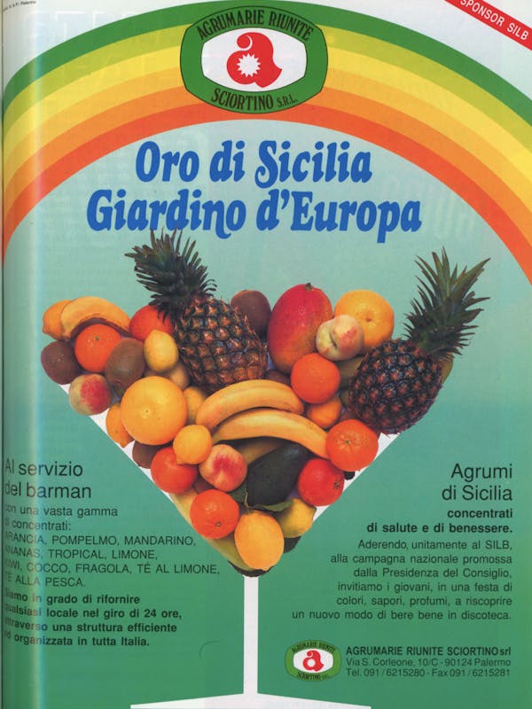 `Inserzione Agrumarie Riunite Sciortino Oro di Sicilia Giardino d’Europa