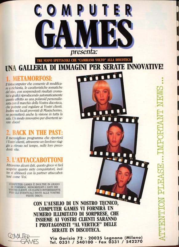 `Inserzione Computer Games Metamorfosi