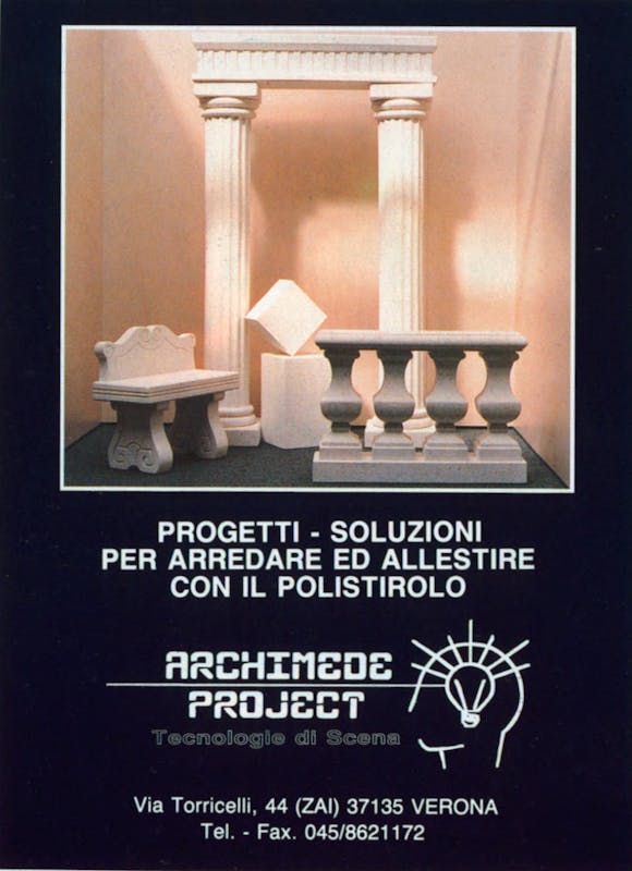 `Inserzione Archimede Project Tecnologie di Scena