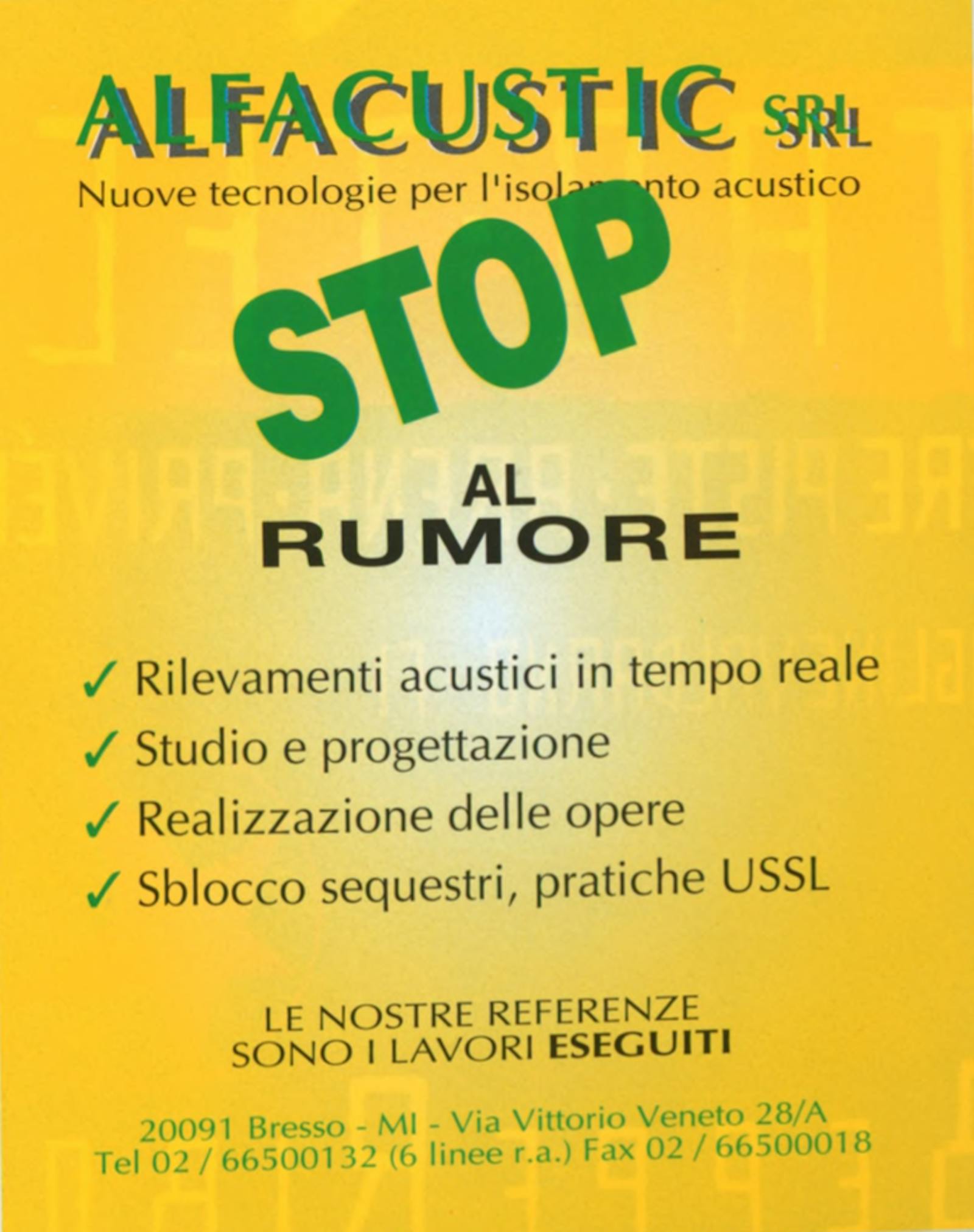 Pubblicità Alfacustic: STOP al rumore