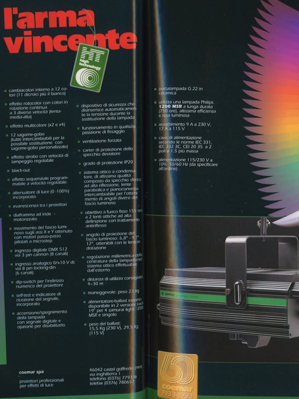 `Inserzione Coemar L'arma vincente Samurai Light