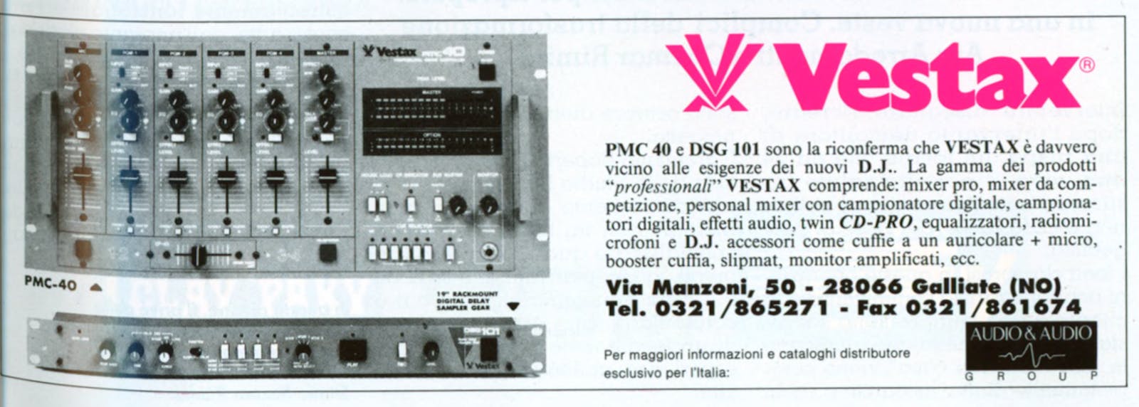 Pubblicità Vestax: PMC40 e DSG101