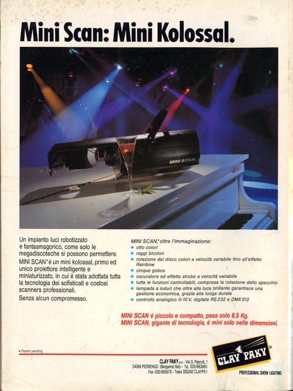 `Inserzione Clay Paky Mini Scan: Mini Kolossal
