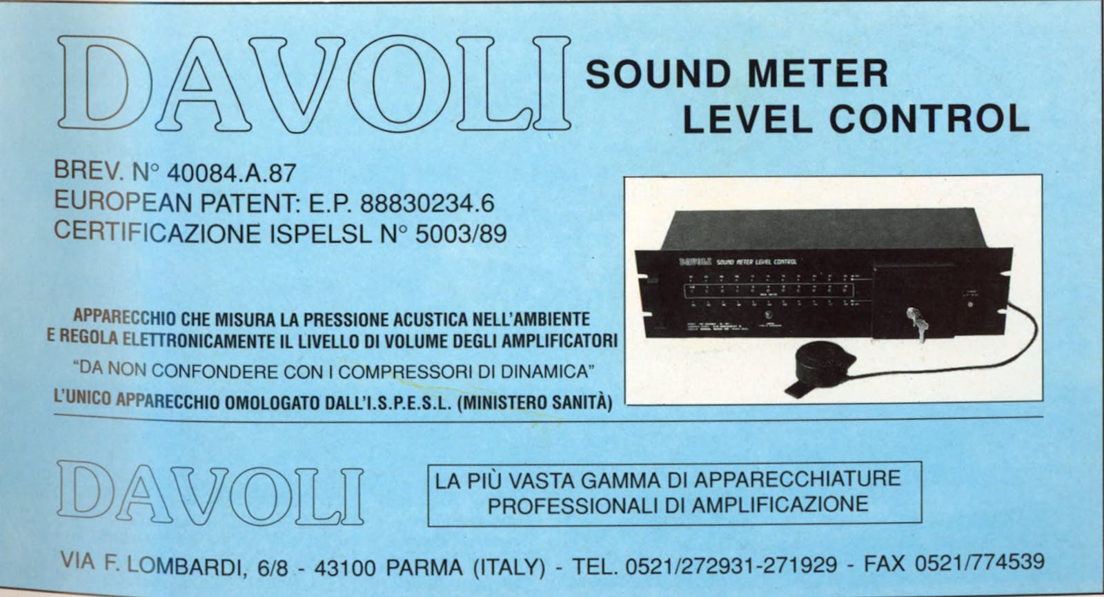 Pubblicità Davoli: Sound Meter Level Control