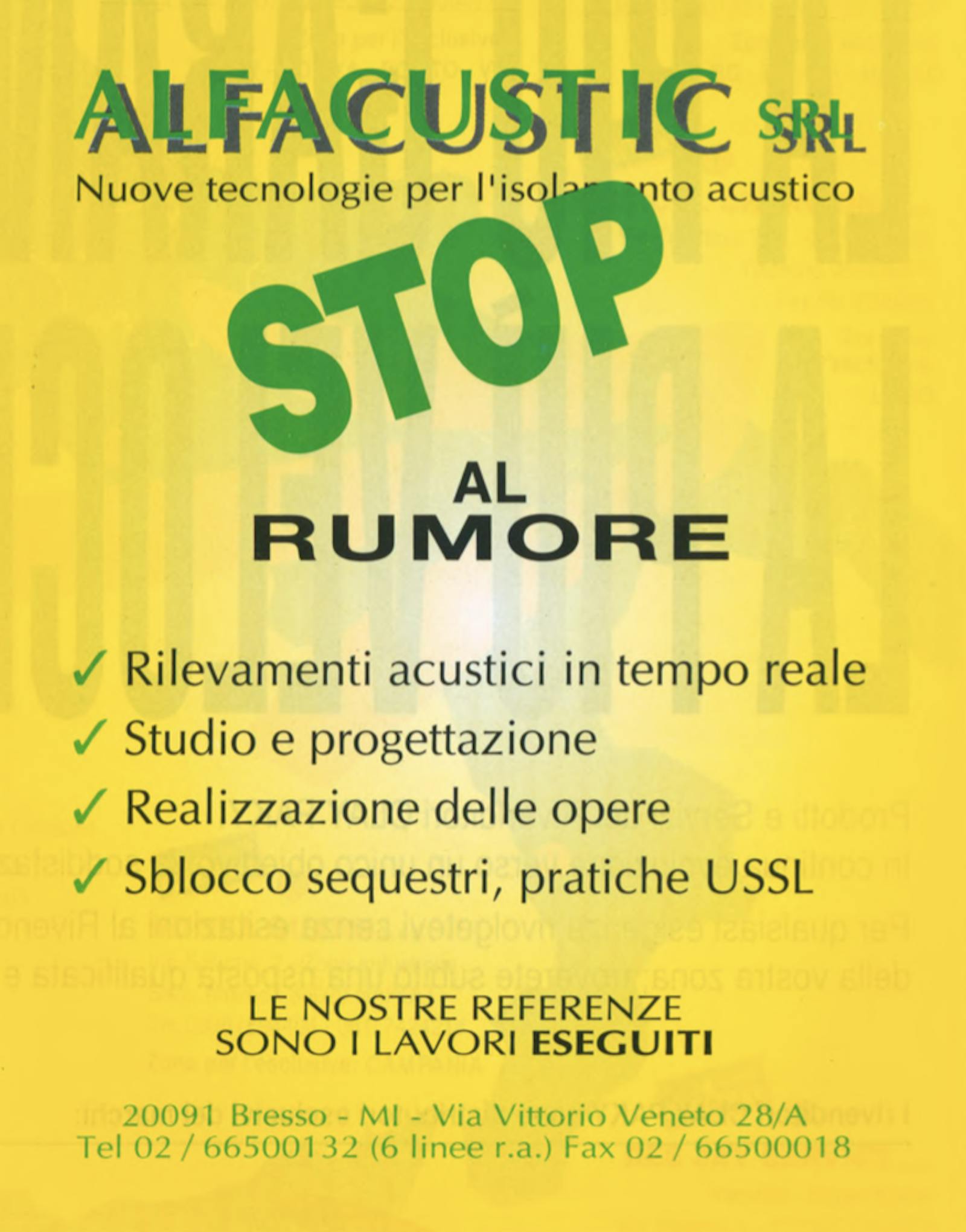 Pubblicità Alfacustic: STOP al rumore