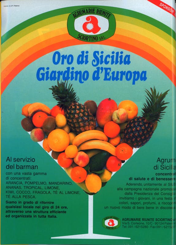 `Inserzione Agrumarie Riunite Sciortino Oro di Sicilia Giardino d'Europa