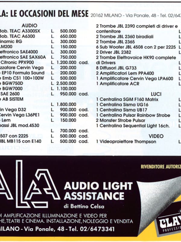 `Inserzione ALA Audio Light Assistance Le occasioni del mese