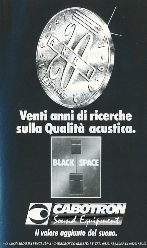 `Inserzione Cabotron Venti anni di ricerche sulla Qualità acustica.