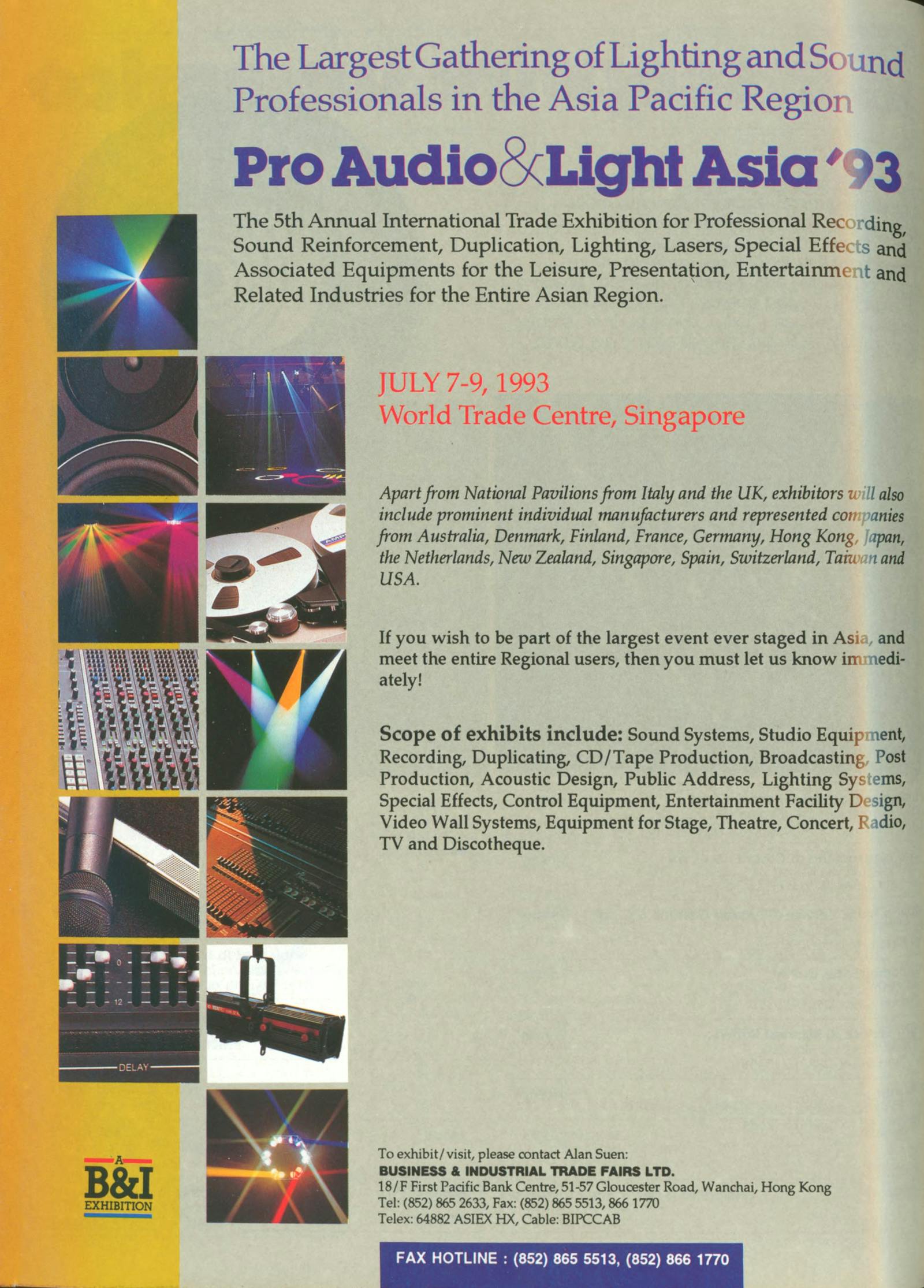Pubblicità Business & Industrial Trade Fairs: Pro Audio & Light Asia '93