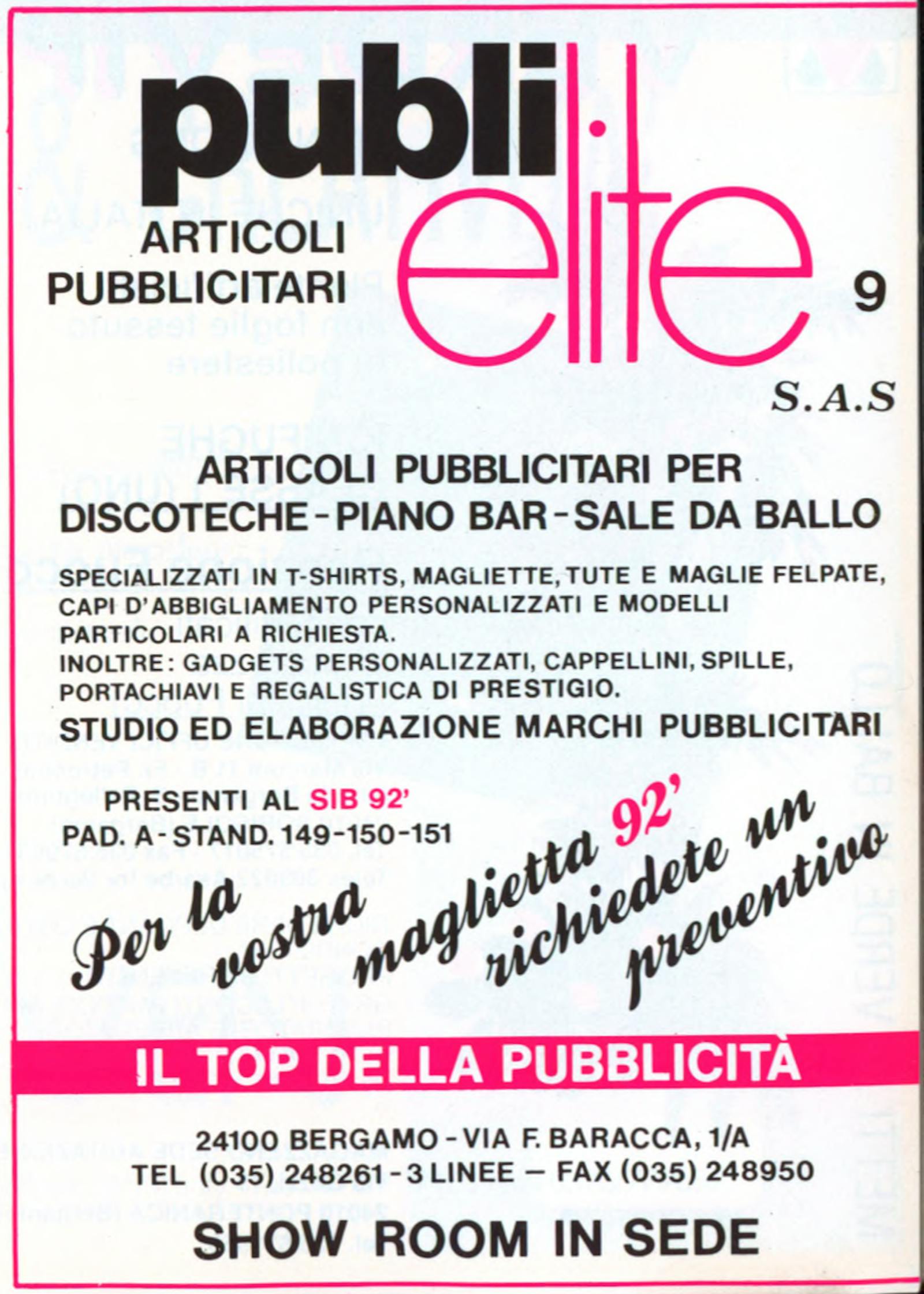 Pubblicità Publielite: Articoli pubblicitari