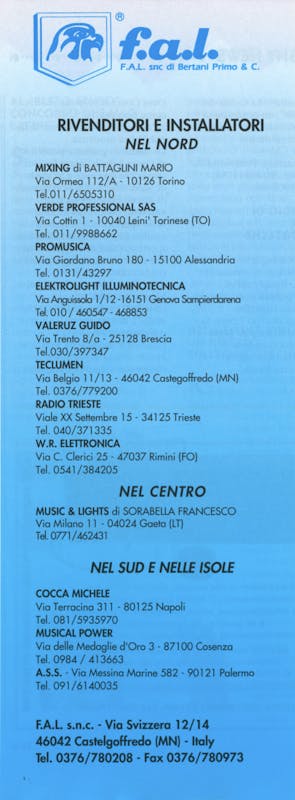 `Inserzione F.A.L. Rivenditori-Installatori autorizzati F.A.L.