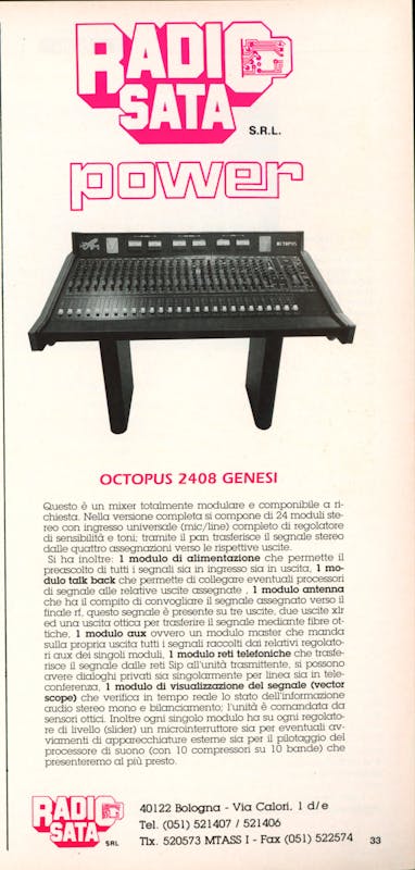 `Inserzione Radio Sata Octopus 2408 Genesi