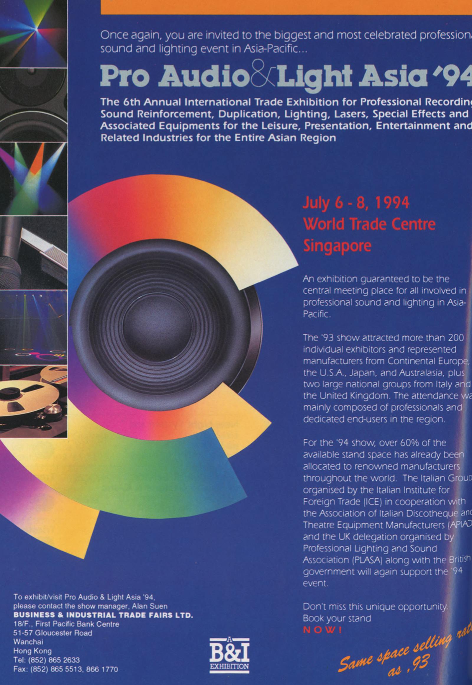 Pubblicità Business & Industrial Trade Fairs: Pro Audio & Light Asia '94 