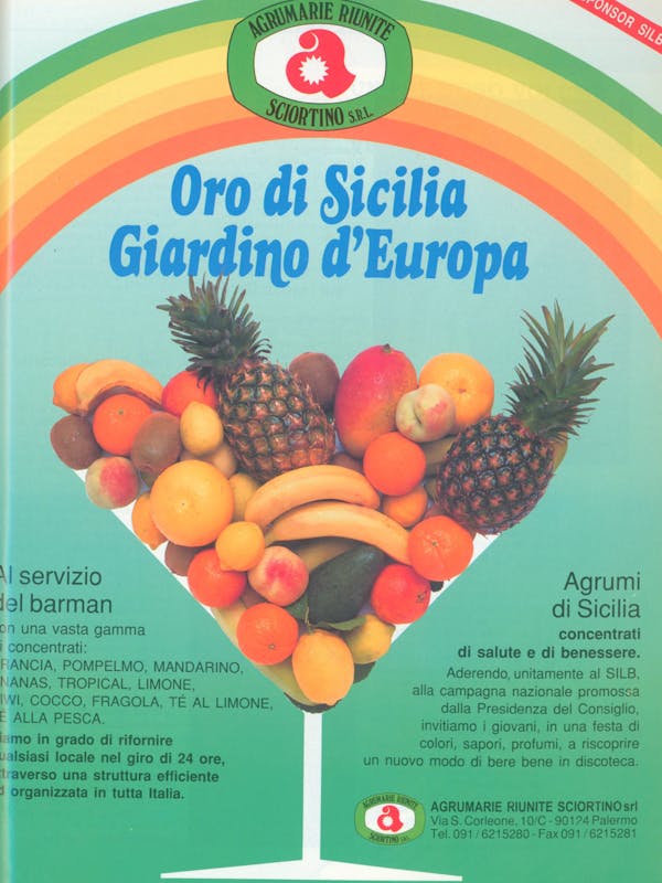 `Inserzione Agrumarie Riunite Sciortino Oro di Sicilia Giardino d’Europa