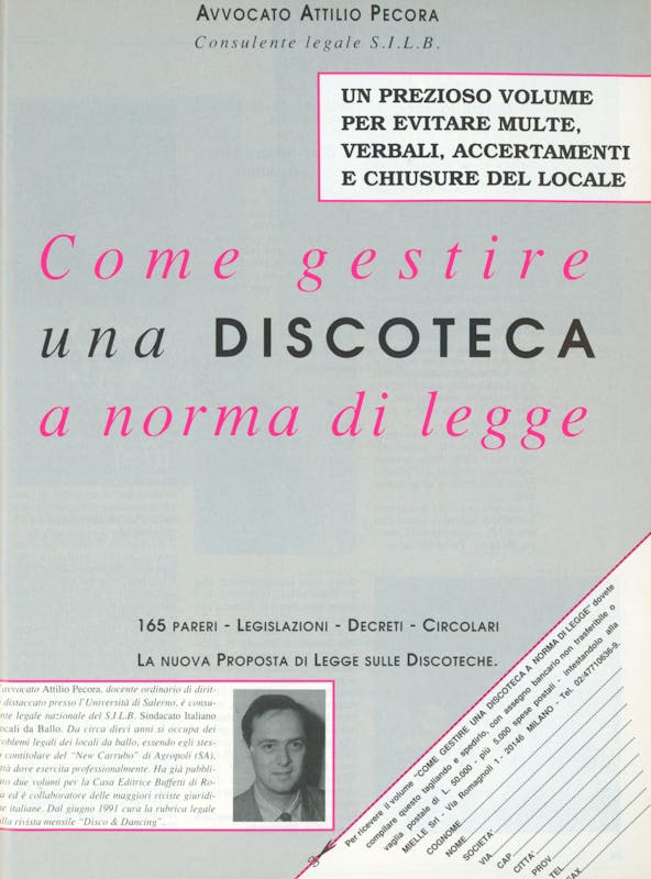 `Inserzione Mielle Come gestire una discoteca a norma di legge