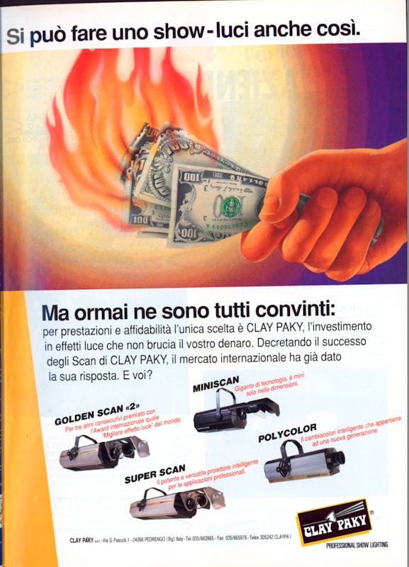 `Inserzione Clay Paky Si può fare uno show-luci anche così