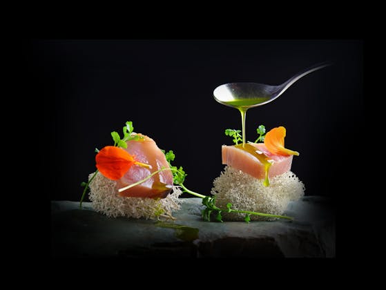 Restaurant food being served