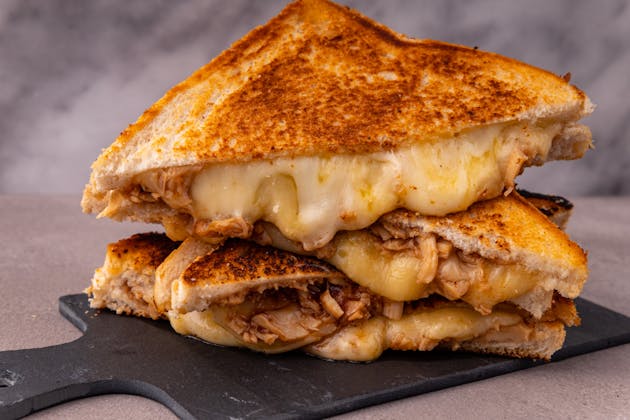 a cheese and chicken toasted sandwich 
